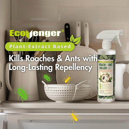 EcoVenger Roach & Ant Killer 16OZ, Kills on Contact, Extended 4-Week Deterrence, Kills Cockroaches, Ants & Other Indoor & Outdoor Crawling Insects, Peppermint Oil, Non-Toxic, Safe for Children & Pets