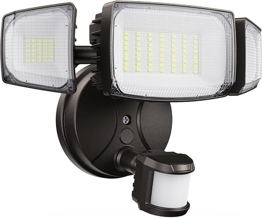 Olafus 80W Motion Sensor Outdoor Lights, 8000lm Hardwired Motion Flood Light, IP65 Waterproof LED Security Floodlights, 6500K Motion Detector Lights for Outside, Brown