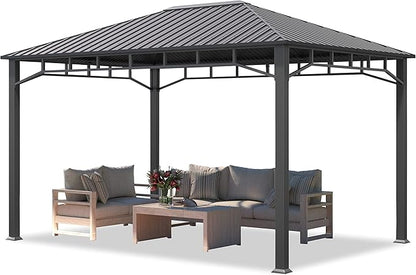 TOOLPORT Hardtop Gazebo 10x13 ft with Steel Roof - Approx. 3.54x3.54 in Aluminium Poles