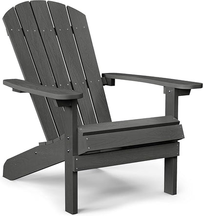 YEFU Adirondack Chair Plastic Weather Resistant, Patio Chairs 5 Steps Easy Installation, Looks Exactly Like Real Wood, Widely Used in Outdoor, Fire Pit, Outside, Garden, Campfire Chairs (Dark Grey)
