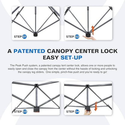 EAGLE PEAK 17x10 Pop up Gazebo Canopy Tent Outdoor Instant Canopy Shelter with Adjustable Dual Half Awnings (Sky Blue)