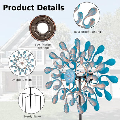 Metal Wind Spinner,Outdoor Wind Spinners & Sculptures for Yard and Garden Art Decor,Garden Windmill for Patio,Lawn
