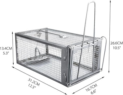 Gingbau Rat Trap Humane Live Mouse Chipmunk Trap Cage – Medium, 12.3" x 6.6" x 5.3"