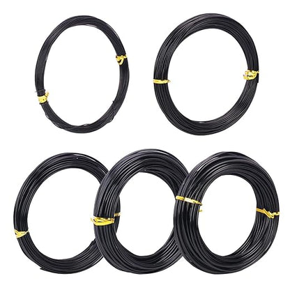 5 Roll Anodized Aluminum Bonsai Training Wire Kit with Bag, Black Bonsai Training Wire, Plant Wire Kit for Bonsai Artists & Beginners by Biugaaufai (1.0mm, 1.5mm, 2.0mm, 2.5mm, 3.0mm,5-Size 328 Feet)