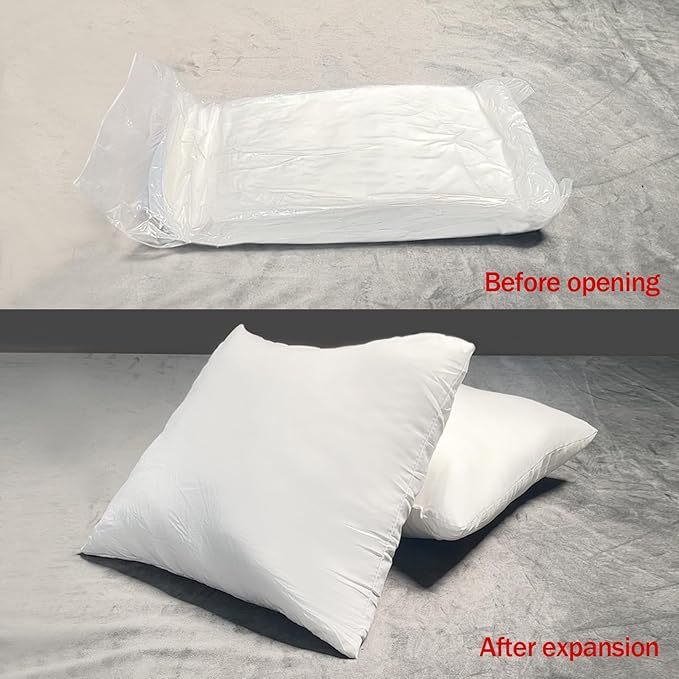 OKBA Throw Pillows Insert Set of 2, with 100% Cotton Cover, Bed and Couch - Indoor Hotel Decorative Pillows, 12x12 in White Pillows Inserts