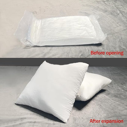 OKBA Throw Pillows Insert Set of 2, with 100% Cotton Cover, Bed and Couch - Indoor Hotel Decorative Pillows, 12x12 in White Pillows Inserts