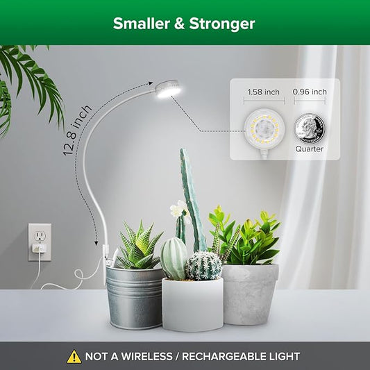 SANSI Grow Lights for Indoor Plants, ETL Listed Pot Clip LED Plant Lights for Indoor Growing, Full Spectrum, 4-Level Dimmable, Auto On Off 3 6 12 Hrs Timer for Small Plants,Garden White 5V 2-Pack