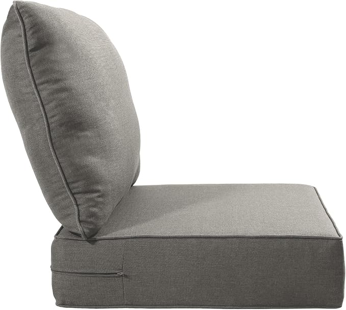 Luxury 22x24/22x25 6-Inch Outdoor Cushions - Water Resistant 1 Set Patio Replacement Seat Cushion for Rattan Mental Wicker Dining Rocking Swivel Chairs Loveseat Couch Sectional Sofa - Grey