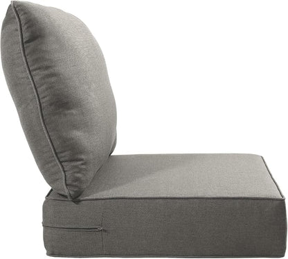 Luxury 22x24/22x25 6-Inch Outdoor Chair Cushions Set of 4 - Heavy Duty Water-Resistant Comfortable Cushion for Patio Furniture Set Dining Gliding Rocking Chairs Loveseat L-Shape Sofa - Grey