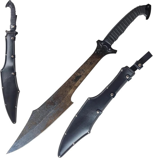 Full Tang Carbon Steel Machete Sword with Sheath for Practice, Outdoor Use, Collection-27.6 Inch