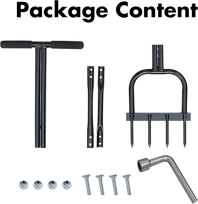 Gardzen Spike Aeration, Heavy Duty Aerator for Compacted Soils and Lawns, 35" x 11", Black