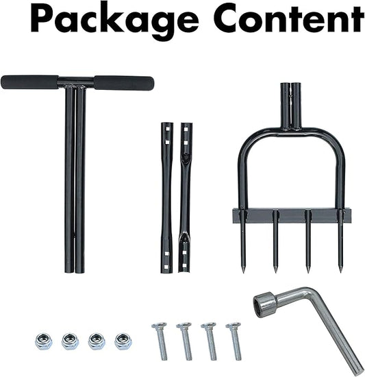 Gardzen Spike Aeration, Heavy Duty Aerator for Compacted Soils and Lawns, 35" x 11", Black