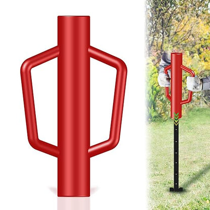 Fence Post Driver with Handle,12LB Hand Post Pounder,2.7 inches Inner Dia. Pole Rammer, Farm Wire Fencing for T Post, Metal Fence Stake and Sign Posts, Red