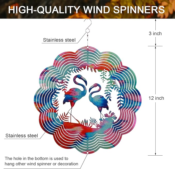 SPRING SONG Flamingo Wind Spinner for Yard and Garden Stainless Steel Bird Spinner Indoor and Outdoor Hanging Decor Crafts Ornament Gifts Kinetic Art Yard Garden Hanging Wind Spinner