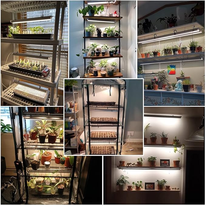 T5 Grow Lights 1.4Ft, 5000K White Full Spectrum LED Plant Growing Lamp Strips for Indoor Plants, Seeds Starting, Succulents, High PPFD with V-Shaped Reflector