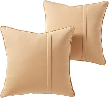 Greendale Home Fashions Sunbrella 20" Square Outdoor Throw Pillow with Removable Cover (Set of 2), Canvas Wheat 2 Count