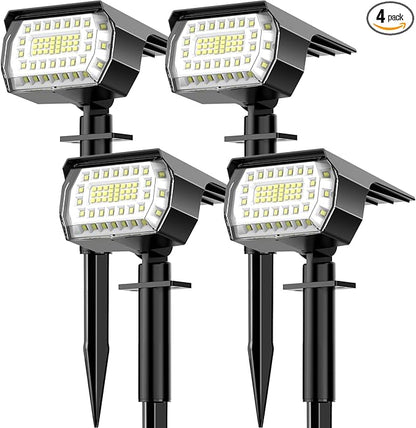 LANSOW Solar Spot Lights Outdoor, [4 Pack/76 LED] 2-in-1 Solar Landscape Spotlights, 3 Modes IP65 Waterproof Dusk to Dawn Solar Powered Flood Wall Lights for Outside Yard Garden Pathway(Cool White)