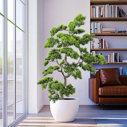 5ft Artificial Bonsai Tree - Large Faux Plants Indoor with Ceramic Pot, Realistic Fake Plants Decor for Home Office, Living Room, Farmhouse Zen Decor