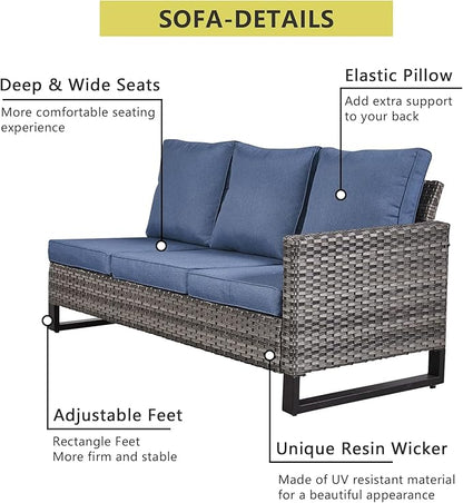 HUMMUH Patio Furniture 10 Piece PE Wicker 6-Seater Outdoor Sectional Sofa Patio Swivel Chairs Outdoor Chairs with Tables for Porch,Garden,Backyard,Deck