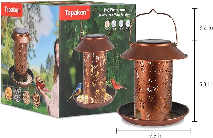 Bird Feeders for Outdoors Dragonfly Solar Lanterns Outdoor Waterproof Garden Decor Birthdays for Women Mom Grandma Metal Solar Decoration Outside LED Lanterns for Yard, Patio