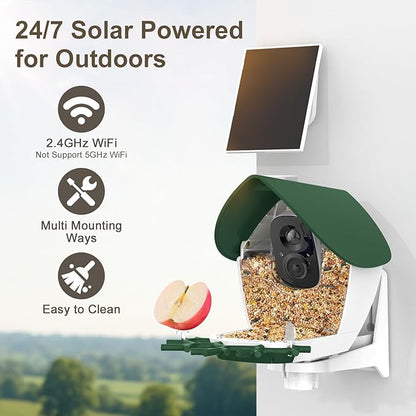 birdsnap® P33 - Bird Feeder with Camera Solar Powered, 2K Video Bird Camera Feeder Live with 32GB Card, AI Identify Feather Species, Auto Record in Backyard, for Birds Lover
