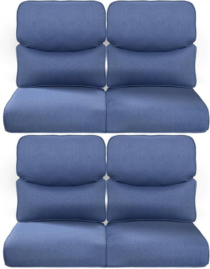 Pop 22x25/22x24 Outdoor Chair Cushions Set of 4 - Heavy Duty High Back Replacement Zippered Cushion for Patio Furniture Dining Rocking Chairs Loveseat L-Shape Sofa - Navy Blue/Smile