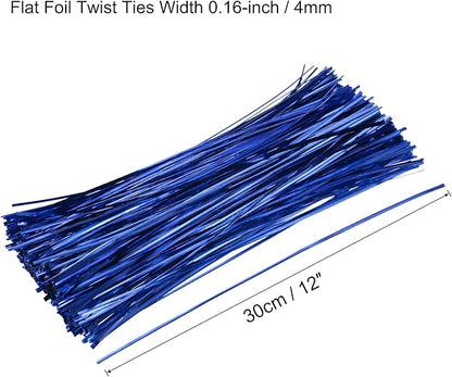MECCANIXITY Foil Twist Ties 12" 30cm Metallic Plastic Closure Tie for Tying Bread, Candy, Cookies, Gift Bags Arts Crafts Ties Blue Pack of 750