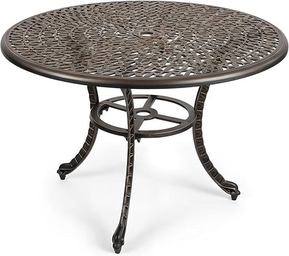 Kinger Home Harmon 41-inch Patio Dining Table, Round Outdoor Table, Outdoor Dining Table, Aluminum Patio Furniture, Outdoor Dining Set, Woven Design, Rust Resistant