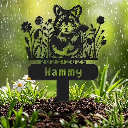 Personalized Hamster Memorial Stake,Pet Plaque Hamster Lover,Metal Hamster Grave Marker,Remembrance Stake,Outdoor Garden Yard Sign hamster 8inch