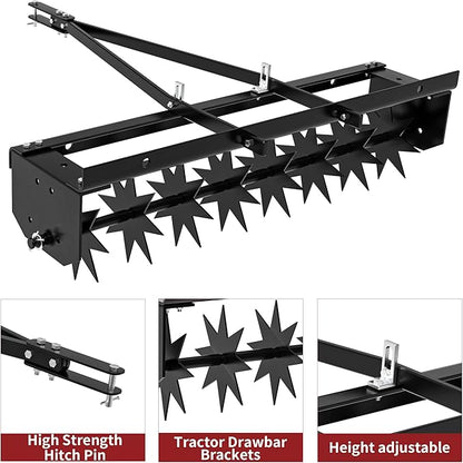 YITAMOTOR 32" Tow Spike Aerator Tool Tow Behind Lawn Aerator Black