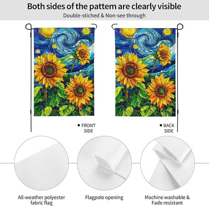 Sunflower Garden Flag Vertical Double Sided Outdoor Yard Flags 12.5x18 Inch Burlap Banners for House Lawn