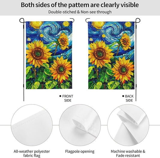 Sunflower Garden Flag Vertical Double Sided Outdoor Yard Flags 12.5x18 Inch Burlap Banners for House Lawn