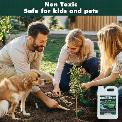 Mulch and Rock Glue for Landscaping 1 Gallon Stone Glue Landscape Rock Binder for Outdoor Garden, Non-Toxic Mulch Pea Gravel Stabilizer for Gravel, Stones and Bark