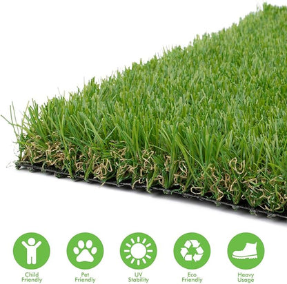 Artificial Grass Turf 3FTX8FT, 1.38" Pile Height Realistic Synthetic Grass, Indoor Outdoor Pet Faux Grass Astro Rug Carpet for Garden Backyard Patio Balcony