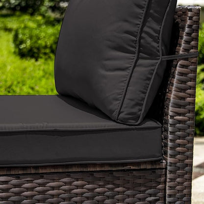 Outdoor Patio Furniture Set, 12 Pieces Outdoor Furniture All Weather Patio Sectional Sofa PE Wicker Modular Conversation Sets with Coffee Table,10 Chairs & Seat Clips(Black)