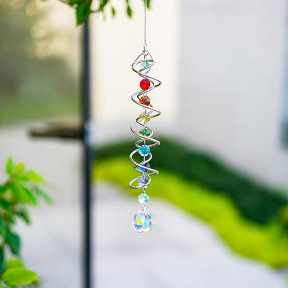 H&D HYALINE & DORA Sun Catchers for Windows,Crystal Sun Catcher with Seven Chakra Beads,Decorative Wind Spinner Tail Suncatcher for Indoor Christmas Decoration 20.5in