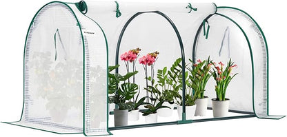 VIVOSUN Portable Mini Greenhouse 47x23x23-Inch Tunnels, PE Cover with Roll-up Zipper Door, for Indoor Outdoor or Garden Plant Growing, White