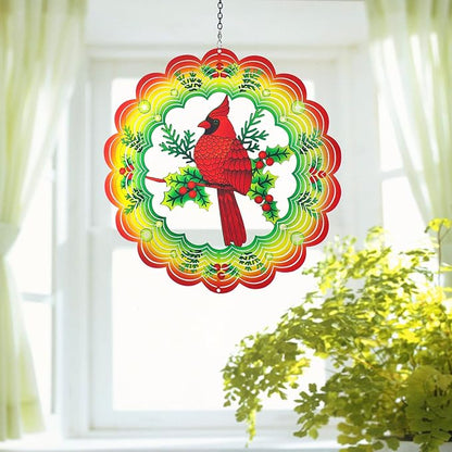 Cardinal Wind Spinners Cardinal Gifts for Women/Men 12 inch 3D Stainless Steel Hanging Wind Spinner Metal Wind Catchers Kinetic Sculpture for Indoor/Outdoor Decor, Yard Art, Garden Decorations