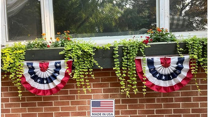 Made in America by Old Glory Bunting. American Pleated Fan Flag Bunting. 1 x 2 ft Stars & Sewn Stripes USA Indoor/Outdoor Cotton Bunting Banner. Perfect for July 4th and America 250 events.