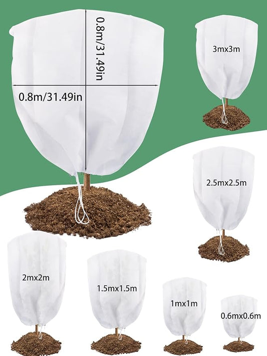 Abimars Thicker Plant Covers Freeze Protection Jacket 2.36 oz/yd², 2.6'x2.6' Reusable Winter Plant Covers with Drawstring & Zipper, 2 Pack Light, Porous Fabric for Plant Breathing