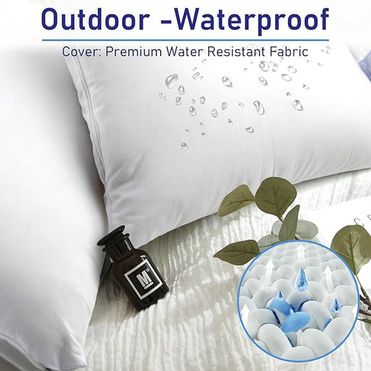 Pack of 2 22x22 Outdoor Pillow Inserts, Water Resistant Throw Pillow Inserts, Cushion Inner Pads for Patio, Furniture, Sofa, Bed, Living Room, Garden Decorative Waterproof Pillow Inserts