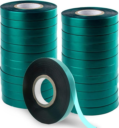 24 Pcs Stretch Tie Tape, 150 Feet x 1/2" Wide Reusable Garden Plant Ties Green Tapes for Plants, Thick Garden Vinyl Stake Ribbon for Branches Flowers Tomatoes Indoor/Outdoor/Greenhouse