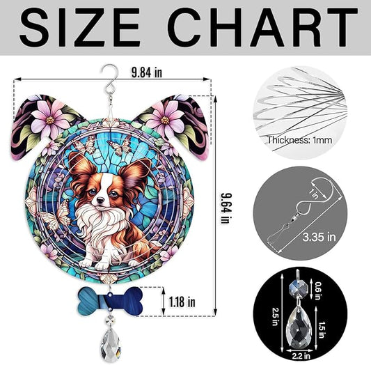 Papillon Dog Ears Wind Spinner, Papillon Wind Spinner Hanging for Yard and Garden V02