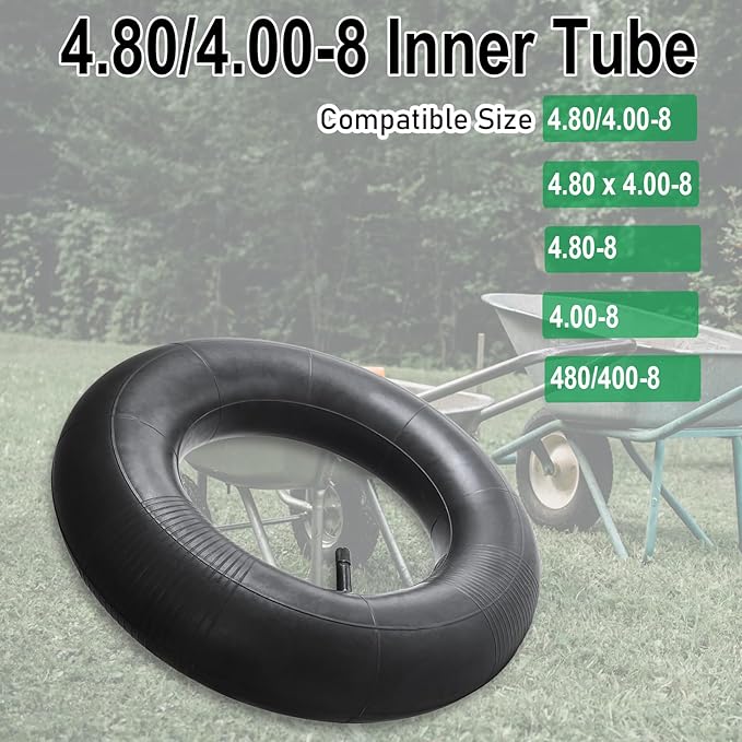2-Pack 4.80/4.00-8 Inner Tube Heavy Duty Replacement 4.80 x 4.00-8 Inner Tube 4.80-8 4.00-8 480/400-8, Straight Valve, for Wheelbarrows/Hand Trucks/Garden Carts/Lawn Mowers and More