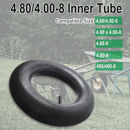 2-Pack 4.80/4.00-8 Inner Tube Heavy Duty Replacement 4.80 x 4.00-8 Inner Tube 4.80-8 4.00-8 480/400-8, Straight Valve, for Wheelbarrows/Hand Trucks/Garden Carts/Lawn Mowers and More
