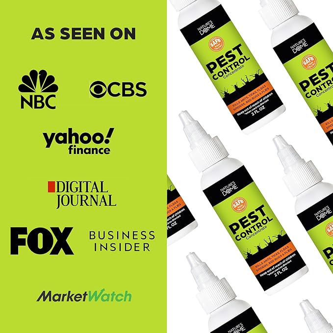 Nature's Dome Pest Control Starter Kit – Makes 3 Bottles (16 oz Each) – Eco-Friendly, Plant-Based Formula for Ant, Roach, Spider, Fly, Flea & Insect Control – Child & Pet Safe for Indoor/Outdoor Use