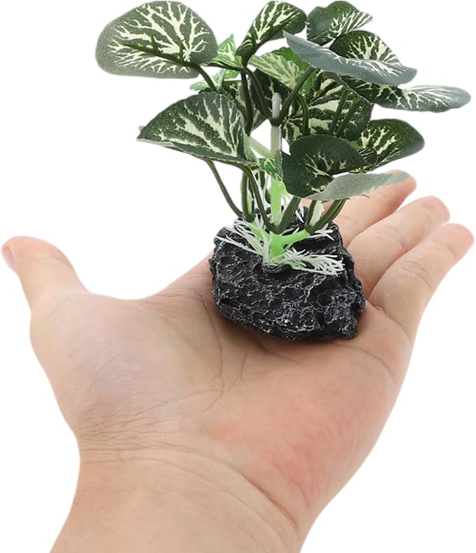 Aquarium Plastic Plants, Silk Aquarium Plants, Silk Plants for Betta Fish Tank, Plastic Plant Decoration for Aquarium, Green, Round Leaves, 3.94" Tall