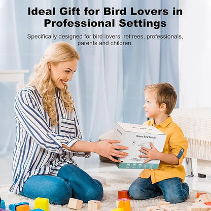 Smart Bird Feeder with Camera Solar Powered & Wireless Outdoor, HD Auto-Capture with Instant Alerts, Live Video Streaming via 2.4G WiFi, Weatherproof Auto-Recording Design, Gift for Bird Lovers