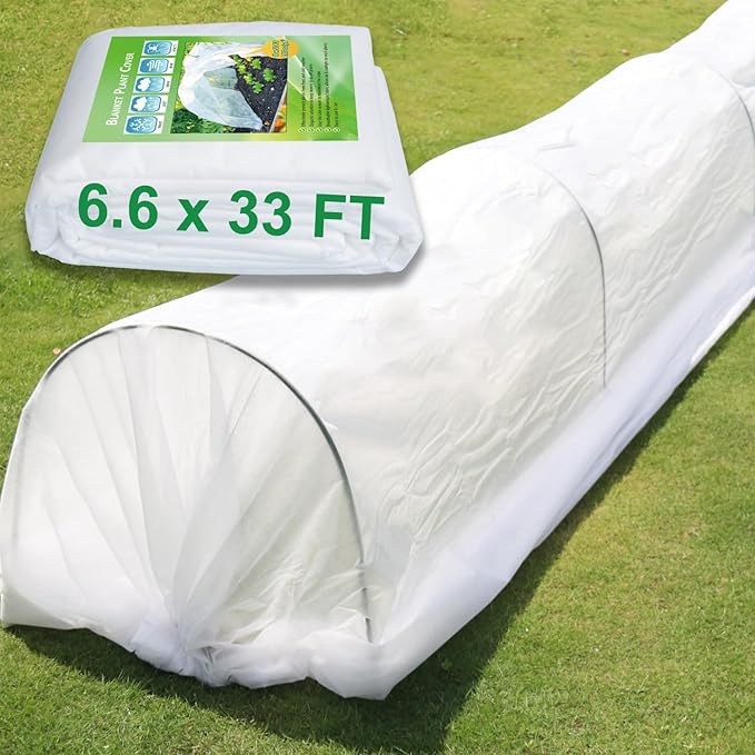 Plant Covers Freeze Protection 1.05 oz/yd² Thicker, 6.6 x 33 Ft Frost Cloth Plant Freeze Protection, Frost Blankets Covers for Outdoor Plants Winter Frost Protection, Garden Floating Row Covers