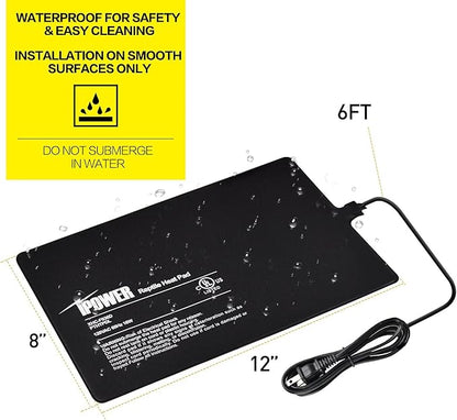 iPower 8X12 Inch Reptile Heat Pad Under Tank Heater Terrarium Warmer Heating Mat and Digital Thermostat Controller for Turtles Lizards Frogs and Other Small Animals